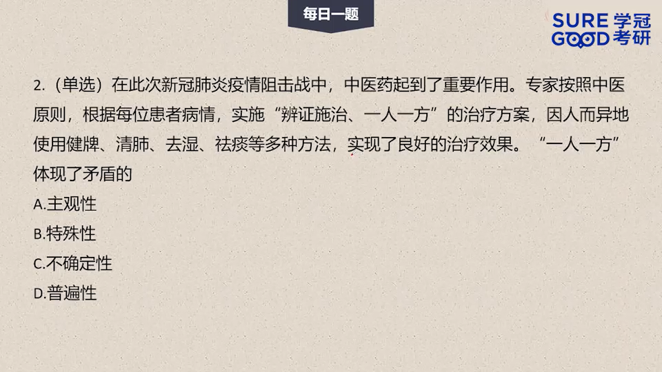 学冠考研政治每日一题