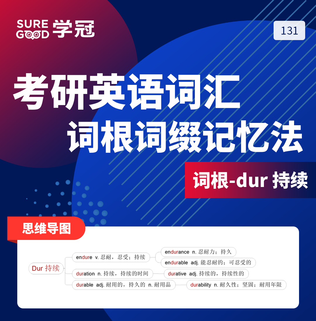 学冠教育带你进行考研英语记忆好方法之词根词缀dur的记忆